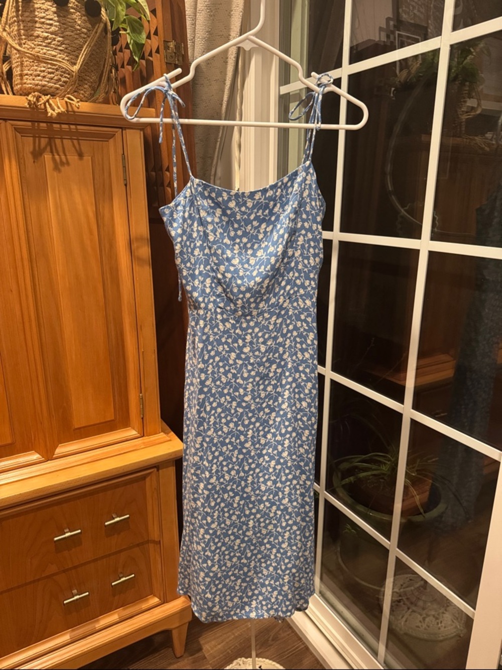 Reformation Peach Crepe Midi Dress In Marie Blue Floral Print Size 4